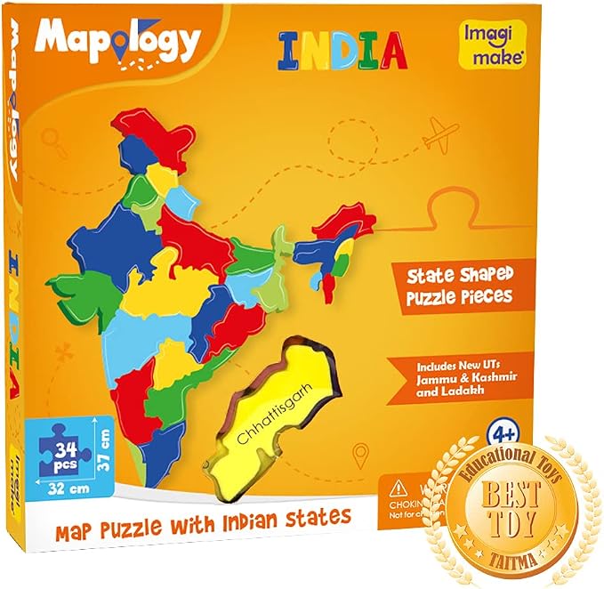 Imagimake Mapology - India Map Puzzle, Learn States & UT for Kids Ages 4+ - Image 2