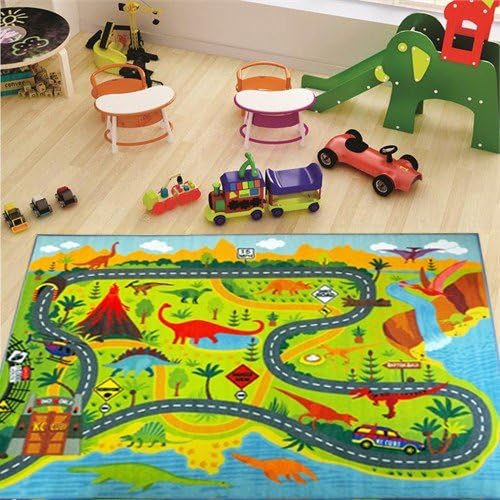 KC Cubs 3x5 Dinosaur Toy Car Dino Road Rug – Educational Play Mat Carpet for Kids, Toddlers, Nursery, Classroom, Playroom, Baby Daycare, Boys & Girls - Image 6