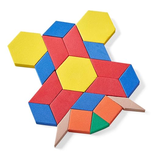 hand2mind Foam Pattern Blocks, Foam Shapes, Geometric Shapes for Kids, Pattern Play, Toddler Pattern Blocks, Shapes for Kindergarten, 3D Shapes Manipulatives, Sorting Math (Set of 100) - Image 3