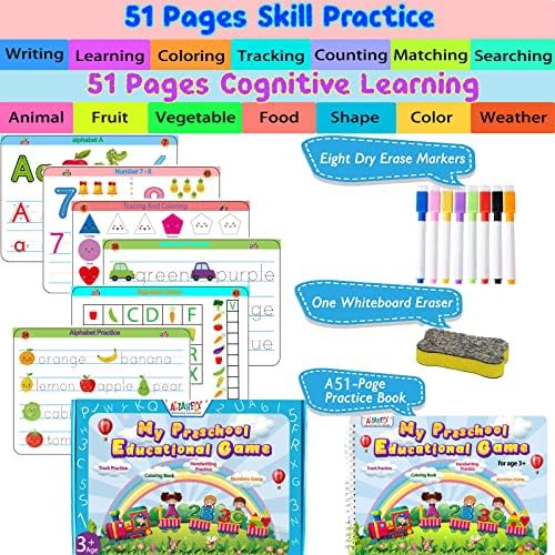 ALIANFLY Preschool Learning Activities Educational Workbook - Toddler Prek Montessori Handwriting Practice Activity Tracing Toys Busy Book for Kids, Autism Learning Materials and ABC Learning Book - Image 3