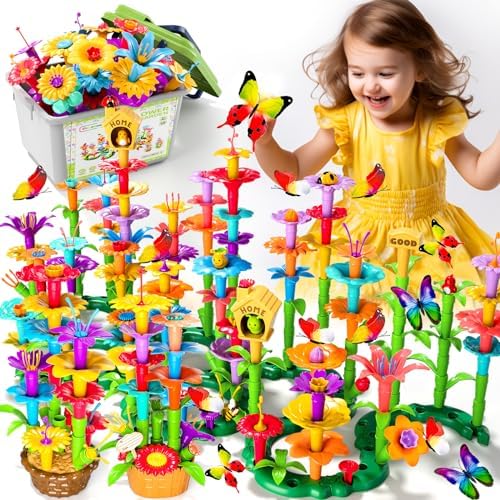 Doloowee 238Pcs Flower Garden Building Toys for Girls 3 4 5 6 7 Year Old, Upgrade DIY Building Stacking Toys, STEM Preschool Educational Toddler Toys Brain Development Kindergarten Kids Toy by WelcometotheDoloowee