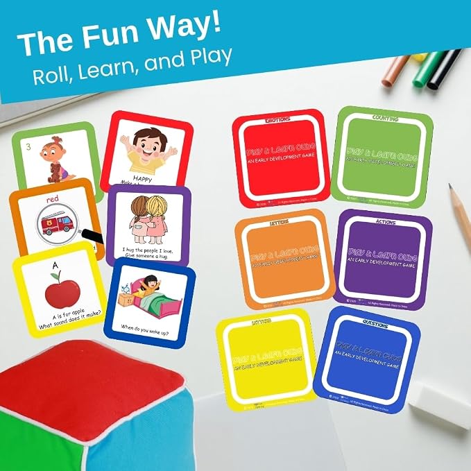 Thought-Spot Play & Learn Cube | Roll and Play Game for Toddlers | First Educational Game Ages 18+| Teaches Colors, Numbers, Letters, Emotions | Soft Cube with Activity Cards | Speech Therapy - Image 4