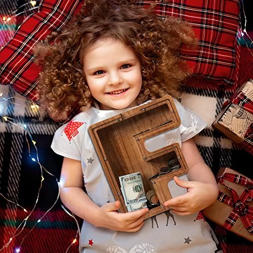 ladenk 12 Inch Extra Large Wooden Kids Letter Piggy Bank - Piggy Bank for Boys Girls - Initial F Bank - Alphabet Money Bank for Birthday - Image 6