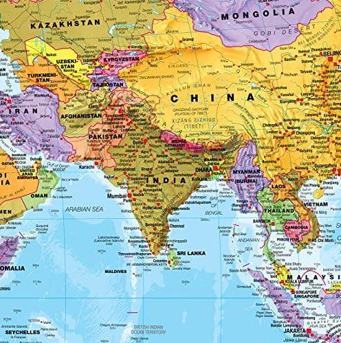 Maps International World Wall Map - Map of The World Poster - Front Lamination - 47 x 33 - Updated 2025 - Image 3