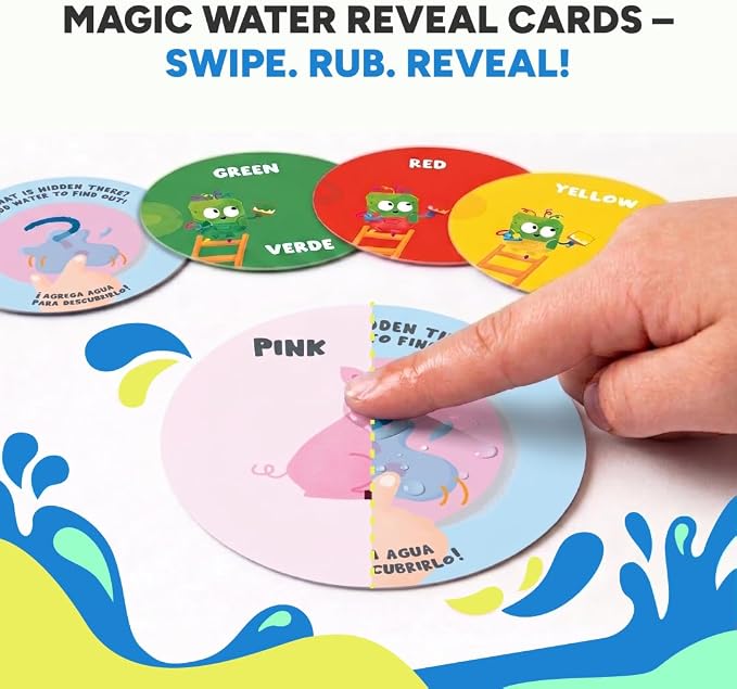 Kidrox Colors & Shapes Flashcards for Toddlers - Learn Colors & Shapes in English & Spanish | 40 Double-Sided Cards + 10 Magic Water Reveal Cards | Bilingual Educational Game for Kids Ages 3+ - Image 2