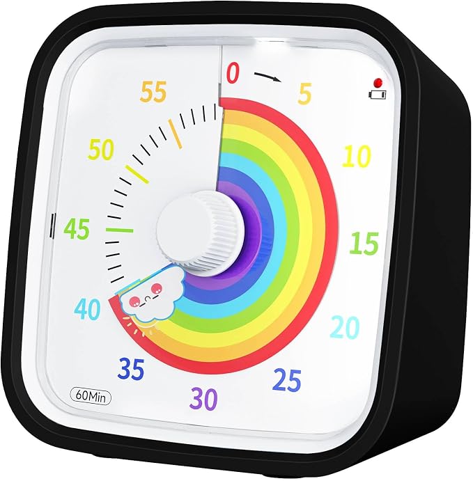 Yunbaoit Rainbow Visual Timer for Kids, 60-min Countdown Timer, Black by Yunbaoit