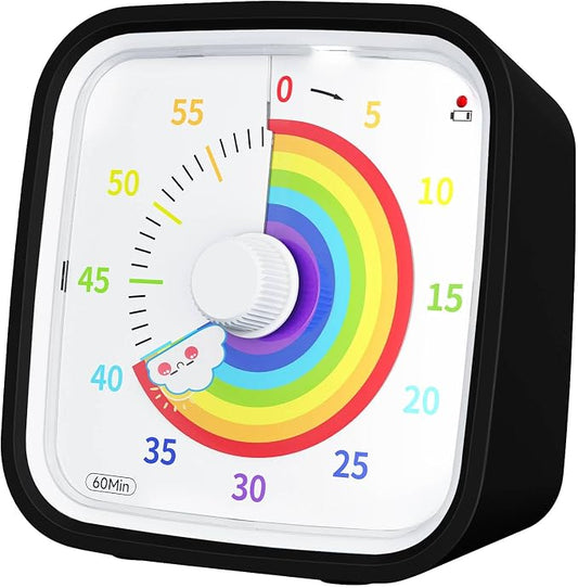 Yunbaoit Rainbow Visual Timer for Kids, 60-min Countdown Timer, Black by Yunbaoit