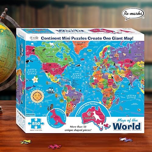 Re-marks Map of the World Deluxe Jigsaw Puzzle with Whimsy Pieces - Image 5