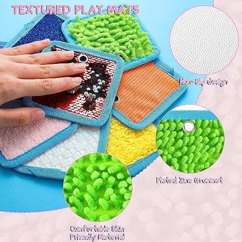 Boao 8 Set Mini Sensory Mats for Autism Kids Sensory Floor Tiles, Square - Image 4