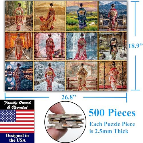 Think2Master Beautiful Kimonos from Japan 500 Pieces Very Large Pieces Jigsaw Puzzle for 13+, Adults & Seniors. Elegant Colorful Dresses Vibrant Colors, Cultural Art Size: 26.8” X 18.9” - Image 6