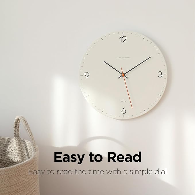 mooas Flatwood Wall Clock,12" Non-Ticking Sweep Movement (Simple Black) - Image 7