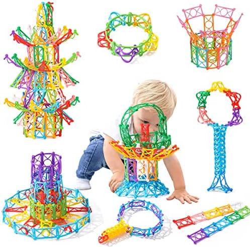 RAINBOW TOYFROG Snap-N-Twist Building Blocks - 270 Piece Set of Flexible Interlocking Math Manipulatives - Open Ended STEM Toys for 5 to 12 Year Old Boys & Girls - Indoor Recess Games for Classroom by RAINBOWTOYFROG