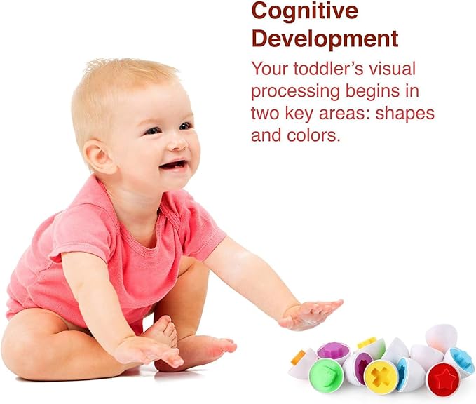 VUIYA Toddler Toys - Color Matching Egg Set - Educational Color, Shapes and Sorting Recognition Skills - Puzzle for Kid Baby Boy Girl, Easter Basket Gift (6 Eggs) - Image 5