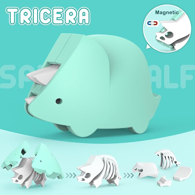 Magnetic Animal Building Toys, STEM Toddler Learning Toys 3D Puzzle Animals for Boys Girls, Educational Magnetic Travel Montessori Toy Lion Elephant, Unique Birthday Gift (Dinosaur Animals, Count, 4) - Image 3