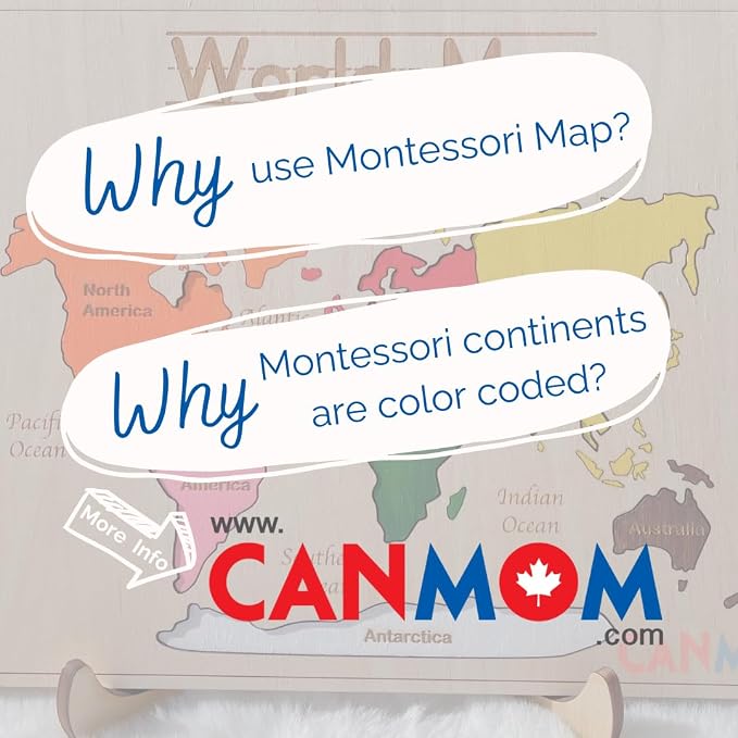 Handmade Montessori Continent Map Puzzle – Wooden Educational Geography Toy Made in Canada - Image 5