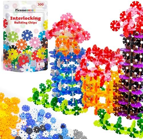 PicassoTiles 300 Piece Interlocking Disc Building Chips, STEM Toy for Kids by PicassoTiles