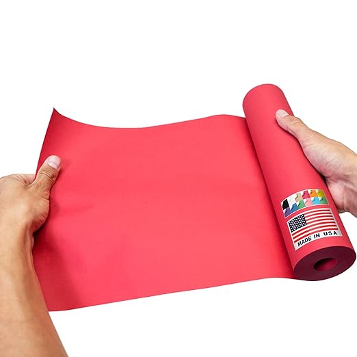9" x 1200" USA-Made Red Kraft Paper Roll, 45 Lbs/66 GSM Thickness, American Quality Colored Roll Paper for School, Bulletin Board, Crafts - Odorless, Non-Toxic, Safe for Kids