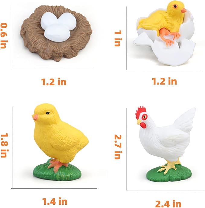 Montessori Chicken Life Cycle with Flash Cards, Realistic Animal Figurines Toy, Animal Educational Matching Game for 3+ Year Old Kids (Cock) - Image 3