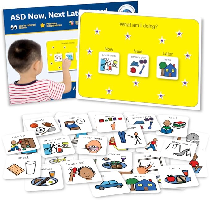 First Then Board, Now Next Later Visual Schedule for Autism/ADHD (English) by AutismSuppliesandDevelopments