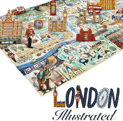 Jigsaw Puzzles 1000 Pieces for Adults - London Illustrated Theme 1000 Piece Puzzle - Adults and Kids Jigsaw Puzzle London Including King Charles III and Queen Elizabeth II - 100% Recycled by bopster - Image 2
