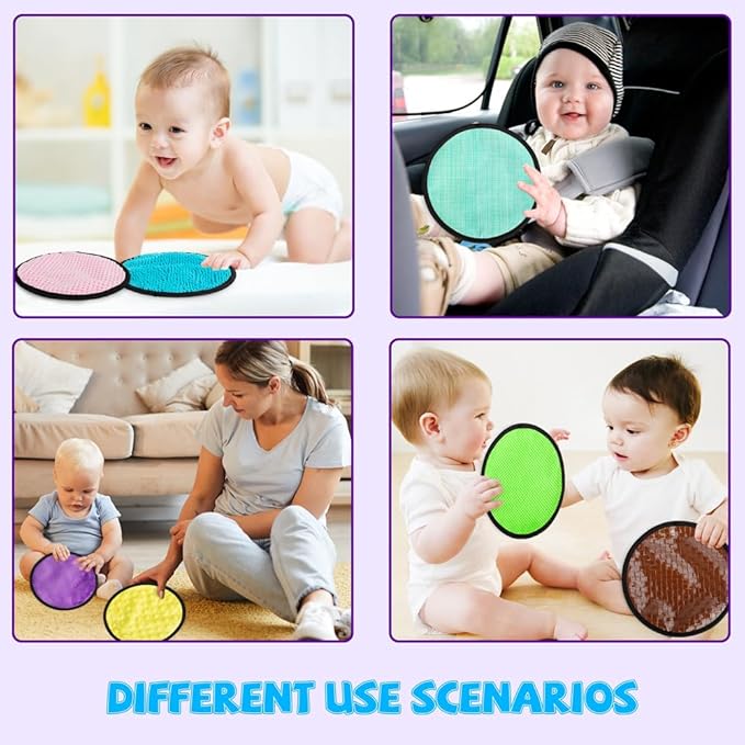 16 Set Round Sensory Mini Mats Textured Sensory Tiles - Sensory Toys for Autistic Children, Babies and Toddlers with Sensory Issues - Tactile Sensory Walls Sensory Mats for Fidgeting Activity