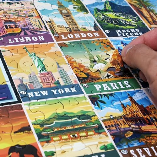 Think2Master Colorful Vintage World Travel Poster 500 Pieces Large Format Jigsaw Puzzle for 13+, Teens, Adults & Families. Great Gift for People Intent in Traveling the World. Size: 26.8” X 18.9” - Image 2