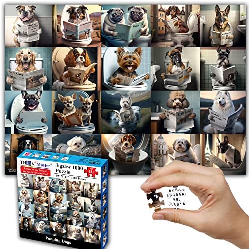 Think2Master Pooping Dogs & Puppies 500 Pieces Very Large Pieces Jigsaw. for Adults & Seniors 13+ Size: 26.8” x 18.9” by Think2Master