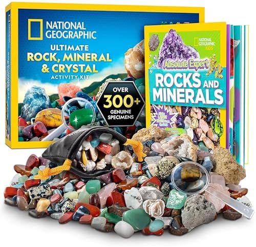 National Geographic Rock Collection Box & Rocks and Minerals Expert Book by BlueMarbleToys