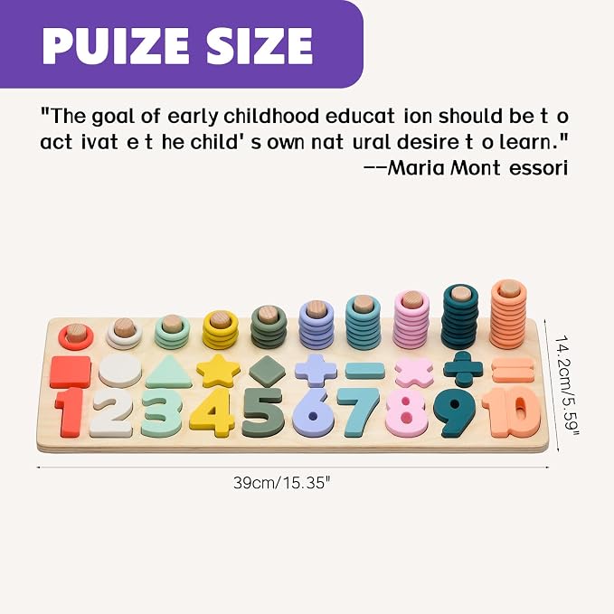 Silicone Montessori Number Puzzle Toys for Toddlers, Counting & Shape Sorting Educational Toy for 3 4 5 Year Old Boys Girls, Preschool Math Learning Board Gift, Colorful Silicone Stacking Toy - Image 3