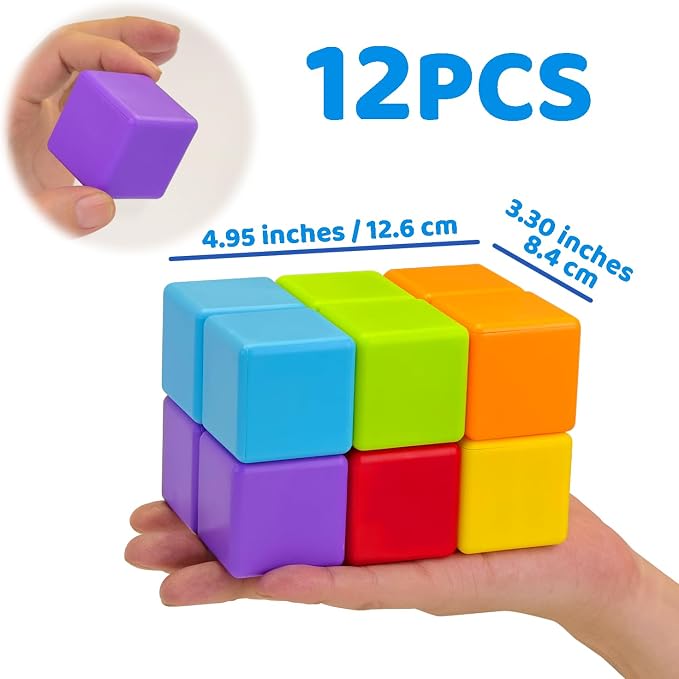 Magnetic Building Blocks Large, 1.65 inch Stacking Cubes for Toddlers - Image 4