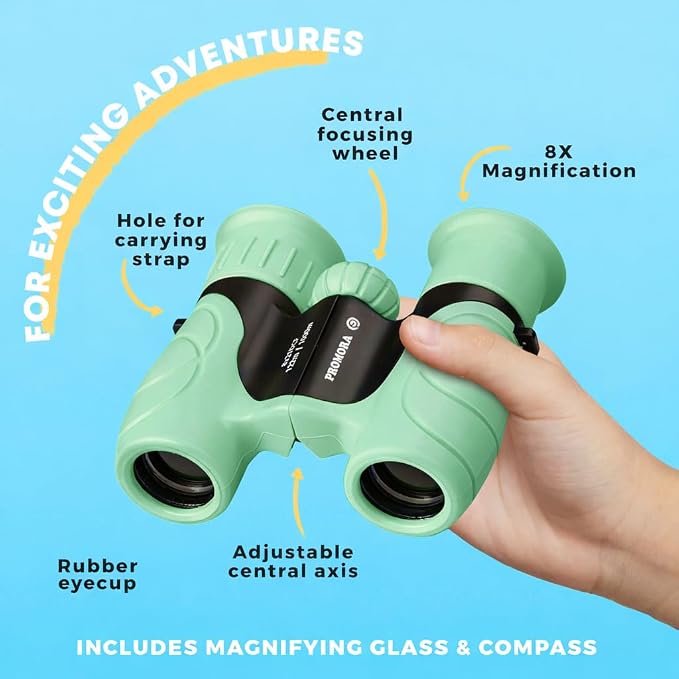 Binoculars for Kids – Perfect Toy for Little Boys and Girls – Extensive Set Incl. Magnifying Glass & Compass – Powerful Magnification 8X21 – 3 to 12 Year Old Kids for Toddler - Image 2