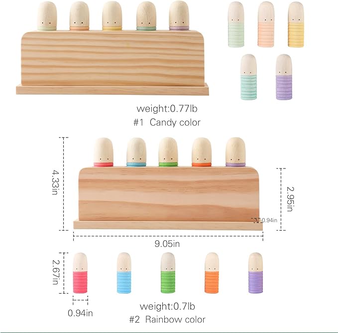 Pop Up Toy Multicolor Puppets | Wooden Color Sorting | STEM Montessori Color Matching Toys | Preschool Learning Educational Toys Gifts for Kids Boys Girls Ages for 1 2 3 Years (Neutral Colours)