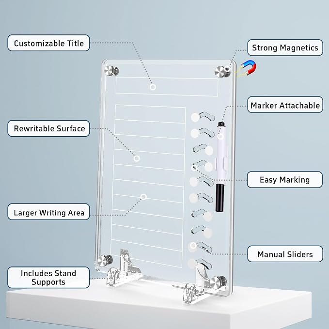 NiHome Chore Chart for Kids & Adults, Magnetic to Do List Board w/Stand - Image 3