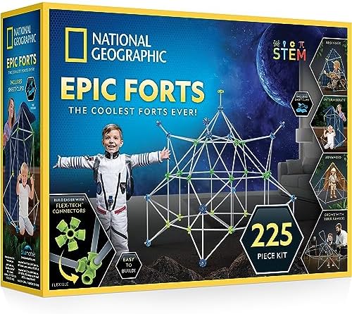 National Geographic Indoor Fort Building Kit 225-Piece Set for Kids by BlueMarbleToys