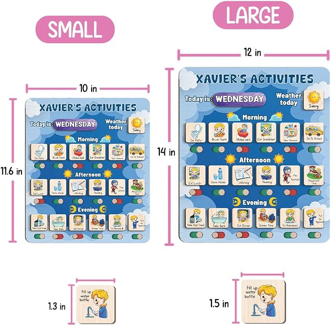 Wooden Chore Chart for Kids Visual Schedule, Routine Chart for Kids, Morning Bedtime Routine Chart for Toddlers Ages 2-4, Daily Kids Schedule Board for Home (15) - Image 2