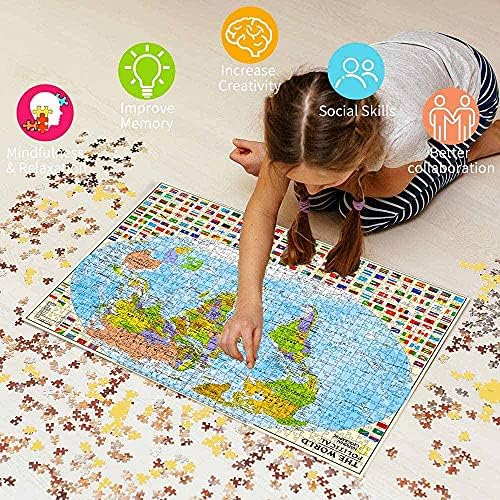 Political World Map Jigsaw Puzzle 1000 Pieces for Adults or Teens with 197 Countries International World Flags Puzzle Educational Toy - Image 7