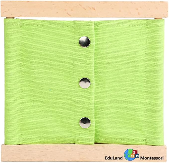Practical Life Dressing Frames Set: Velcro Frame, Big Button Frame, Buckle and Strap Frame, Snap Fastener Frame, Lacing Frame, Bow Tying Frame, Zipper Frame, and Flower Knot Frame - Image 6