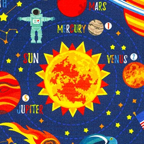 KC Cubs 3x5 Outer Space Solar System Toy Car Road Rug – Educational Play Mat Carpet for Kids, Toddlers, Nursery, Classroom, Playroom, Baby Daycare - Image 4