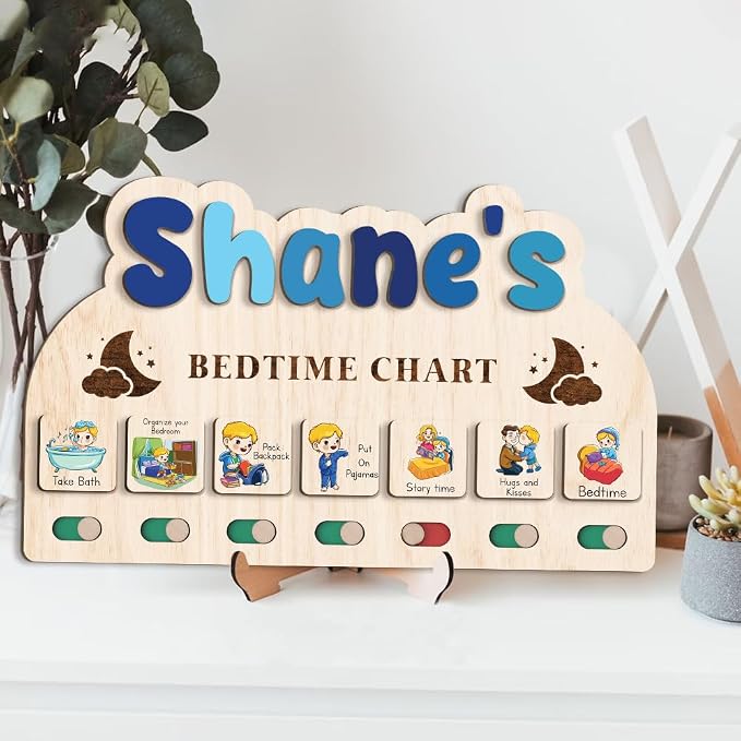 Bedtime Routine Chart, Night Time Routine Chart, Kids Routine Chart, Wooden Daily Night Routine Chart, Visual Schedule for Toddler Evening Routine - Image 6