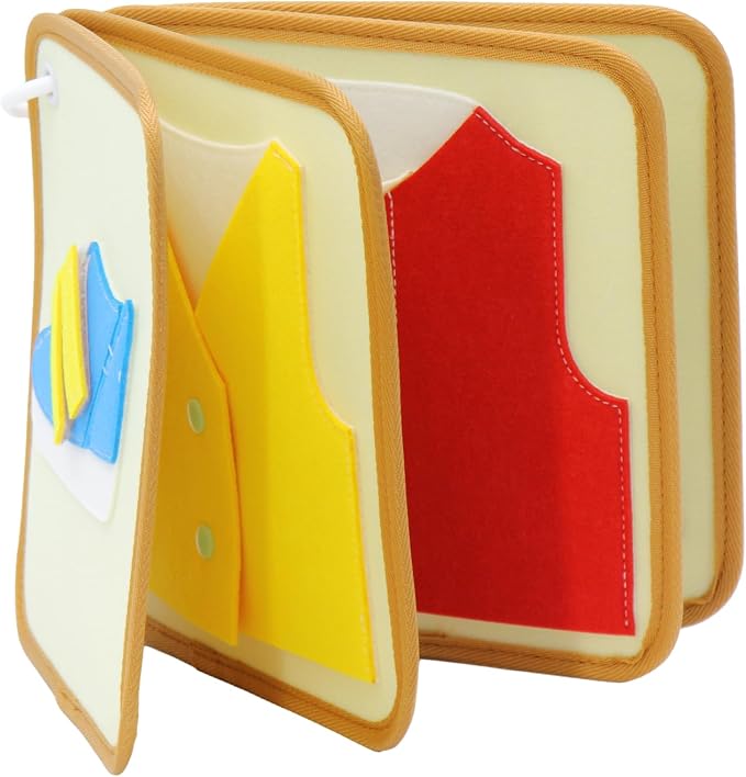 Felt Activity Board Set – Dressing Skills 4 Pieces Montessori-Inspired Ages 3+ | Snap Vest, Zipper Vest, Buckled Shorts & Hook and Loop Shoe | Fine Motor Practical Life Toy with Ring for Preschoolers - Image 6