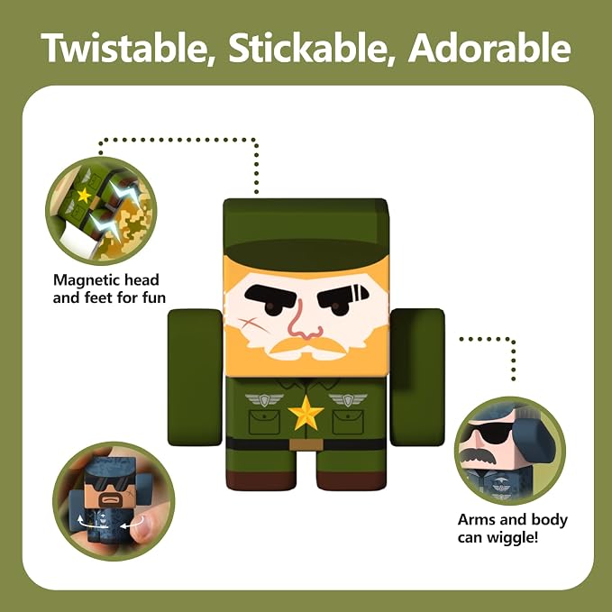 GobiDex 6PCS Magnetic Army Men, Compatible with Magnetic Building Blocks - Image 4