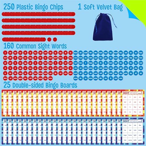 SpriteGru Sight Word Bingo Game, 160 Sight Words Learn to Read Level 1 & Level 2 Bingo Board Game Dolch's & Fry's Words Lists for Kindergarten and Preschool Kids 4-8, Perfect for Classroom & At Home - Image 2