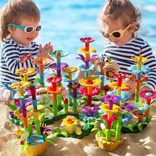 TEMI 138 PCS Flower Garden Building Toys for Girls Toys, Educational STEM Toy and Preschool Garden Play Set for Toddlers 3 4 5 6 7 8 Year Old Kids Boys Girls, Flower Stacking Toys for Kids Age 3-6 - Image 3