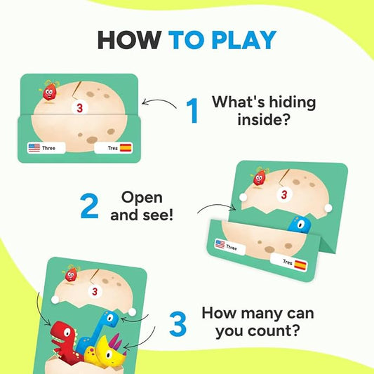 KIDROX Count to 20 Flashcards – Open & Discover Hidden Surprises! Learn Numbers 1–20 in English & Spanish with Marji | 20 Fold-Out Cards | Fun Counting Game for Kids 3+ - Image 2