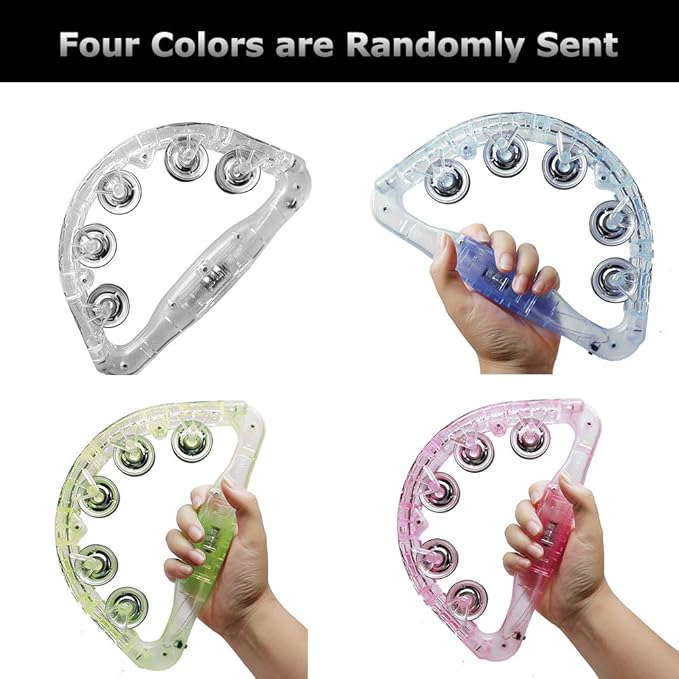 Aywewii LED Tambourine - Musical Light Up Sensory Toys for Kids with Autism, Special Needs Toys for Children, Birthday Gifts for Boys & Girls, Glow in The Dark Party Favors