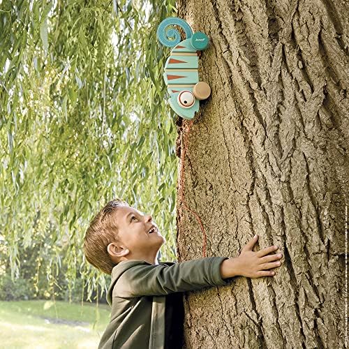 Janod - Tropik Pull-Along Chameleon - Wooden Early-Learning Toy - Silent Wheels - Educational Walking and Balancing Toy - Water-Based Paint - 1 Year + J08264 - Image 5