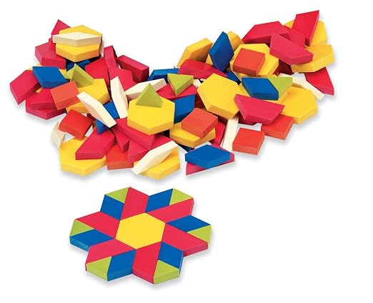 hand2mind Foam Pattern Blocks, Geometric Shapes for Kids, Pattern Play, Toddler Pattern Blocks, Learning Shapes for Kindergarten, 3D Shapes Manipulatives, Sorting Math Blocks (Set of 1,250) - Image 5
