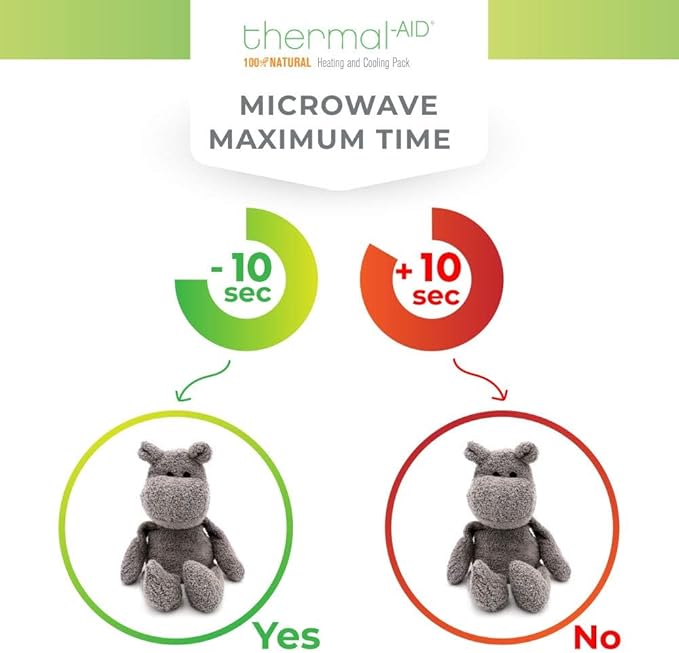 Thermal-Aid Zoo Mini — (Happy The Hippo) — Mold-Resistant, Washable Hot & Cold Pack for Kids — Heating and Cooling Pad with Natural Corn Filling — Reusable Plush Toy