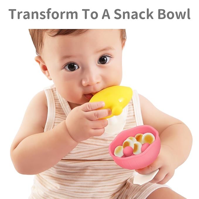 Baby Teething Toys for 3-12 Months+,Silicone Mombella Baby Teether,Soft & Easy to Grasp for Teething Relief,Safe & Comfortable Teether Toys for Sucking Needs,BPA Free (Pink Red)