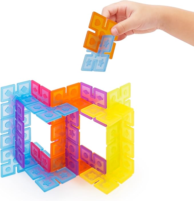 Guidecraft Interlox Squares - 96 Piece Set Interlocking Construction Toy, Creative Building - Educational STEM Construction Toy for Kids - Image 2